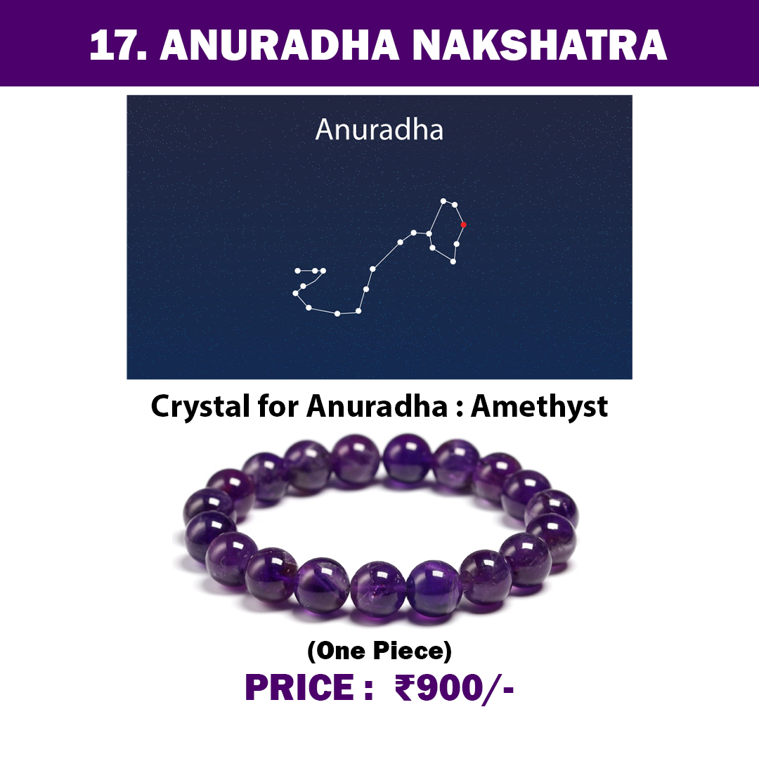 17. Anuradha Nakshatra Crystal | Amethyst Adjustable Bracelet