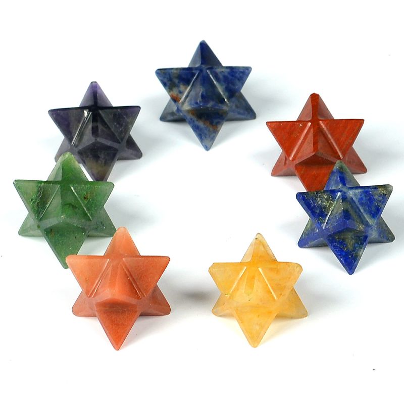 7 Chakra Merkaba Star Set, Crystal Merkaba Star for Energy Healing & Balance