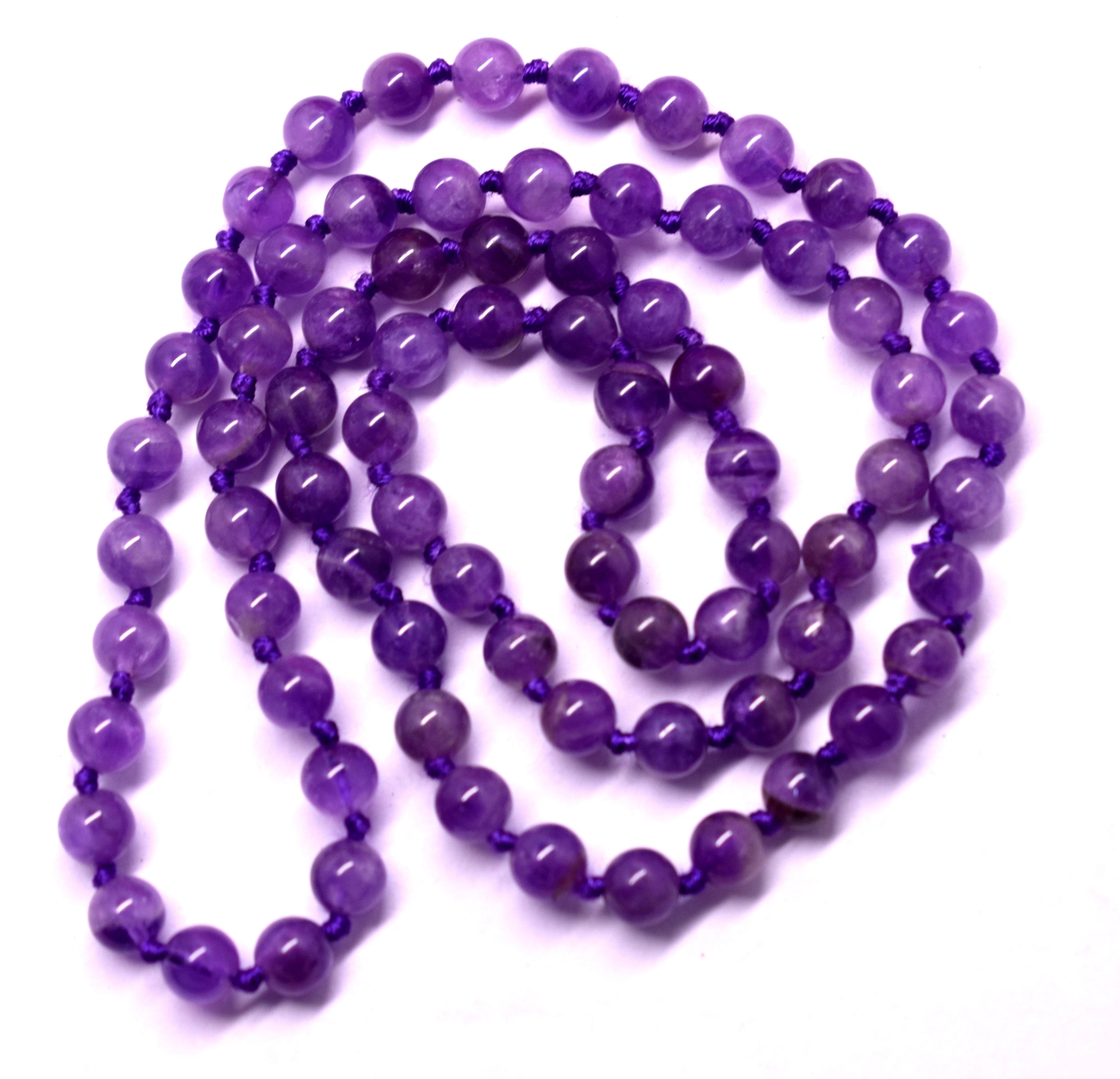 Amethyst Bead Knotted Mala for Peace and Spiritual Healing – Enhances Tranquility and Inner Growth #Amethyst #Peace #SpiritualHealing #CrystalHealing #Mala