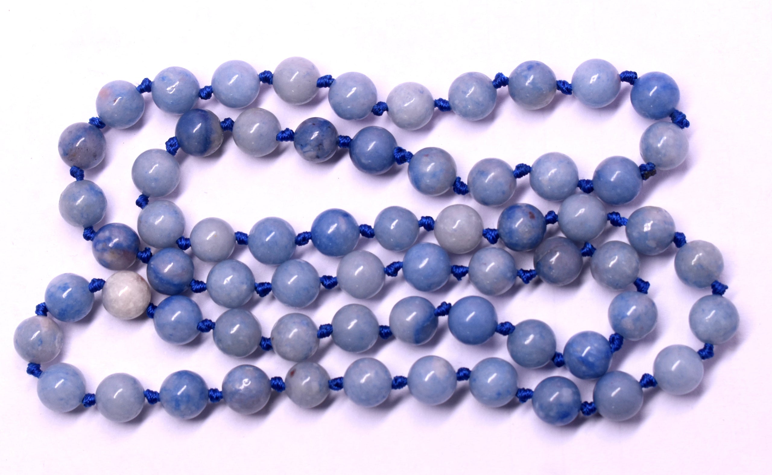 Blue Aventurine Bead Knotted Mala for Calmness and Emotional Healing