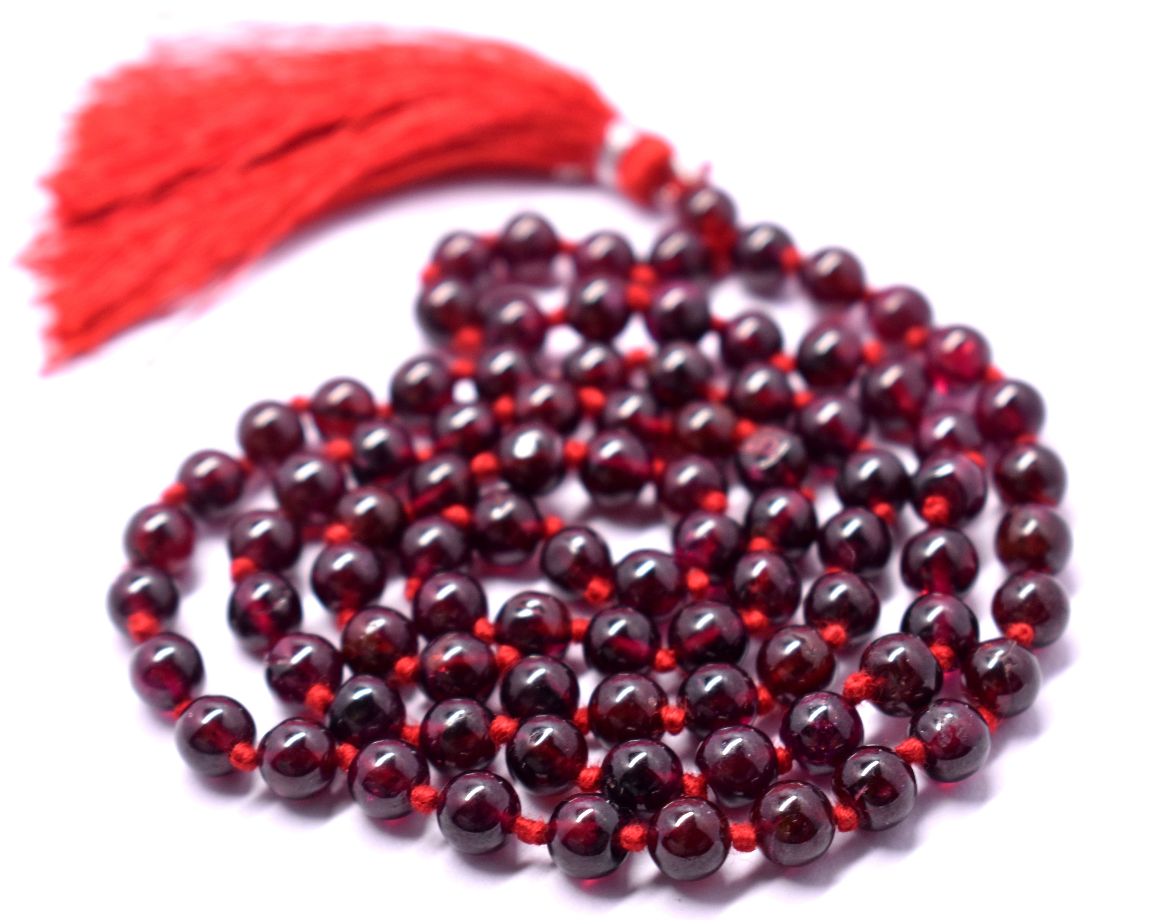Garnet Bead Knotted Mala for Passion and Energy – Enhances Vitality, Drive, and Emotional Strength #Garnet #Passion #Energy #CrystalHealing #Mala