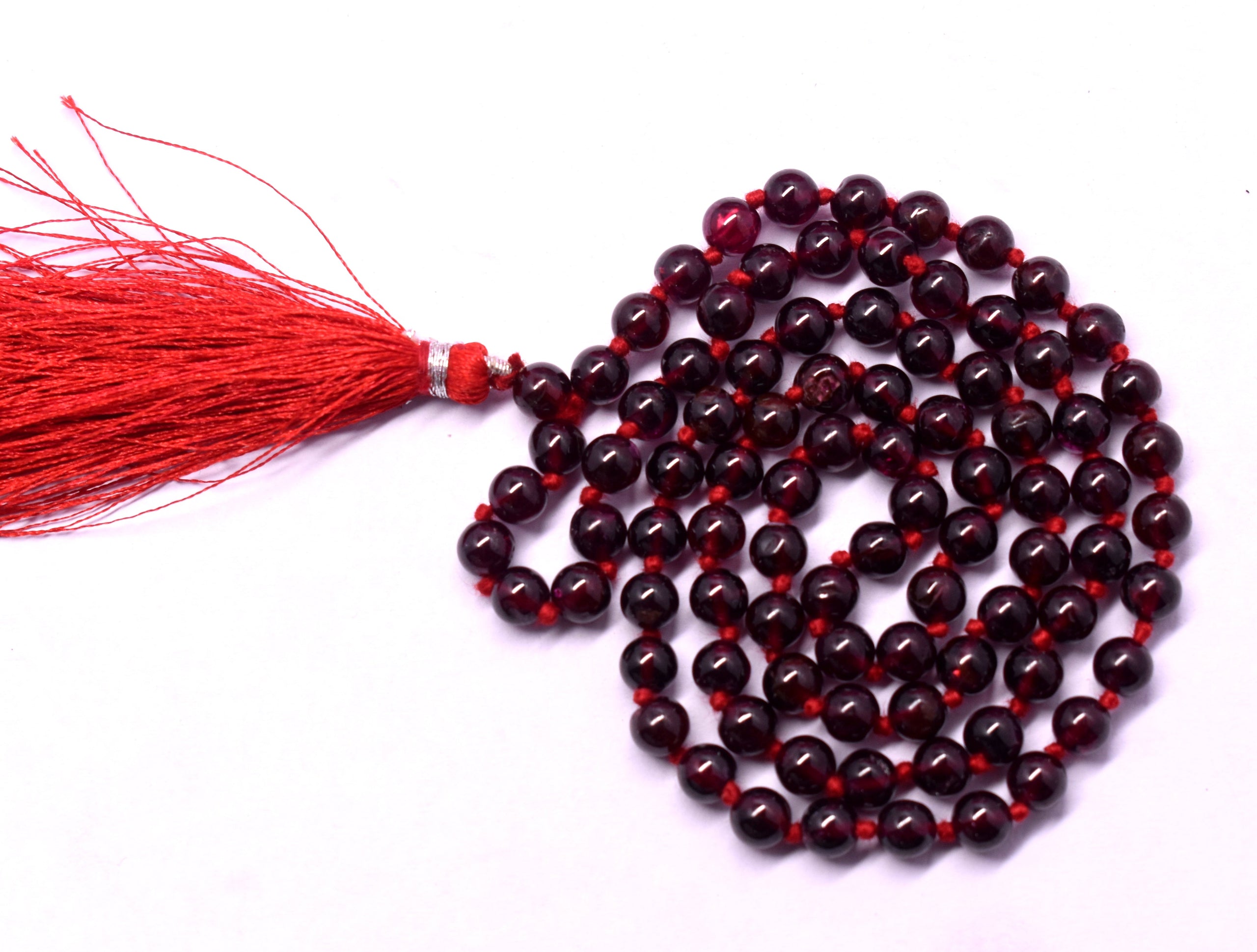 Garnet Bead Knotted Mala for Passion and Energy