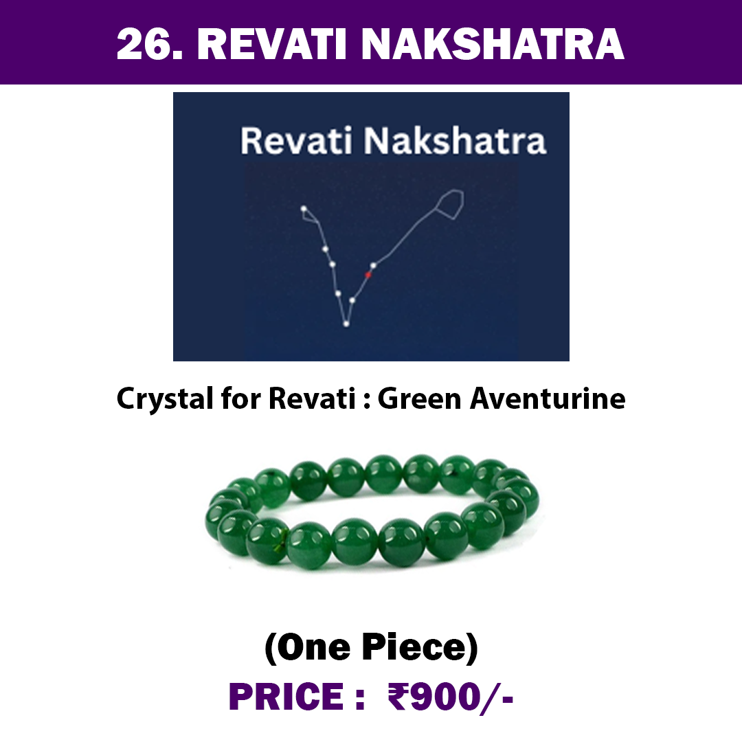 Revati Nakshatra Crystal, Green Aventurine Adjustable Bracelet for Healing