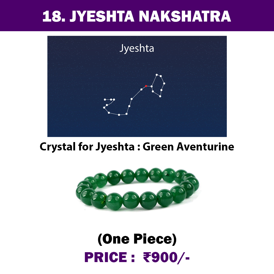 Jyeshta Nakshatra Crystal, Green Aventurine Adjustable Bracelet for Energy Healing