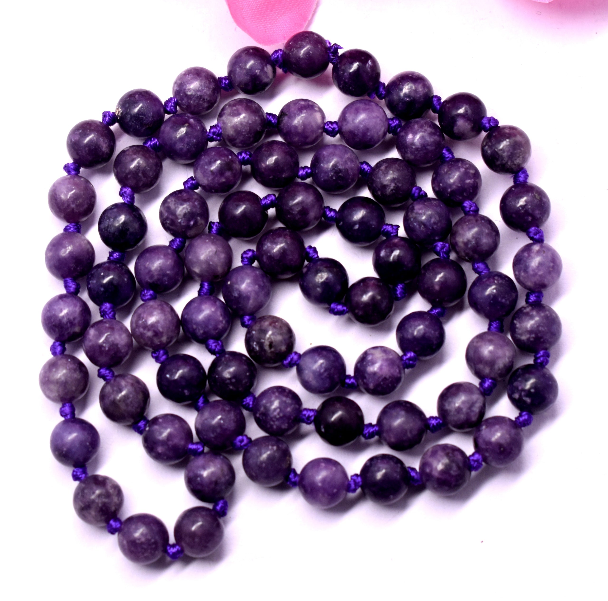 Lepidolite Bead Knotted Mala