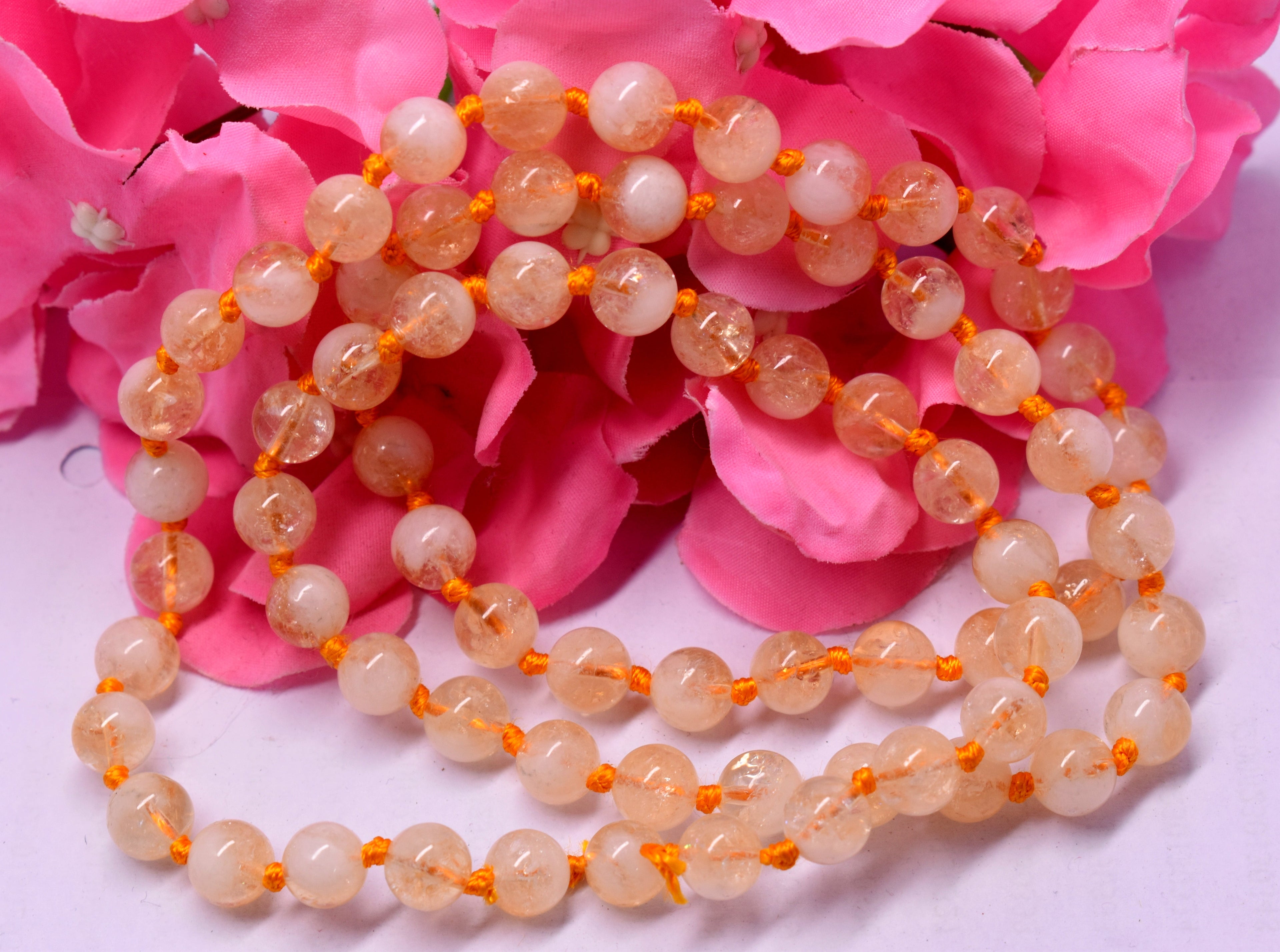 Natural Citrine Bead Knotted Mala – Enhances Abundance, Happiness, and Positive Energy #Citrine #Abundance #Happiness #CrystalHealing #Mala