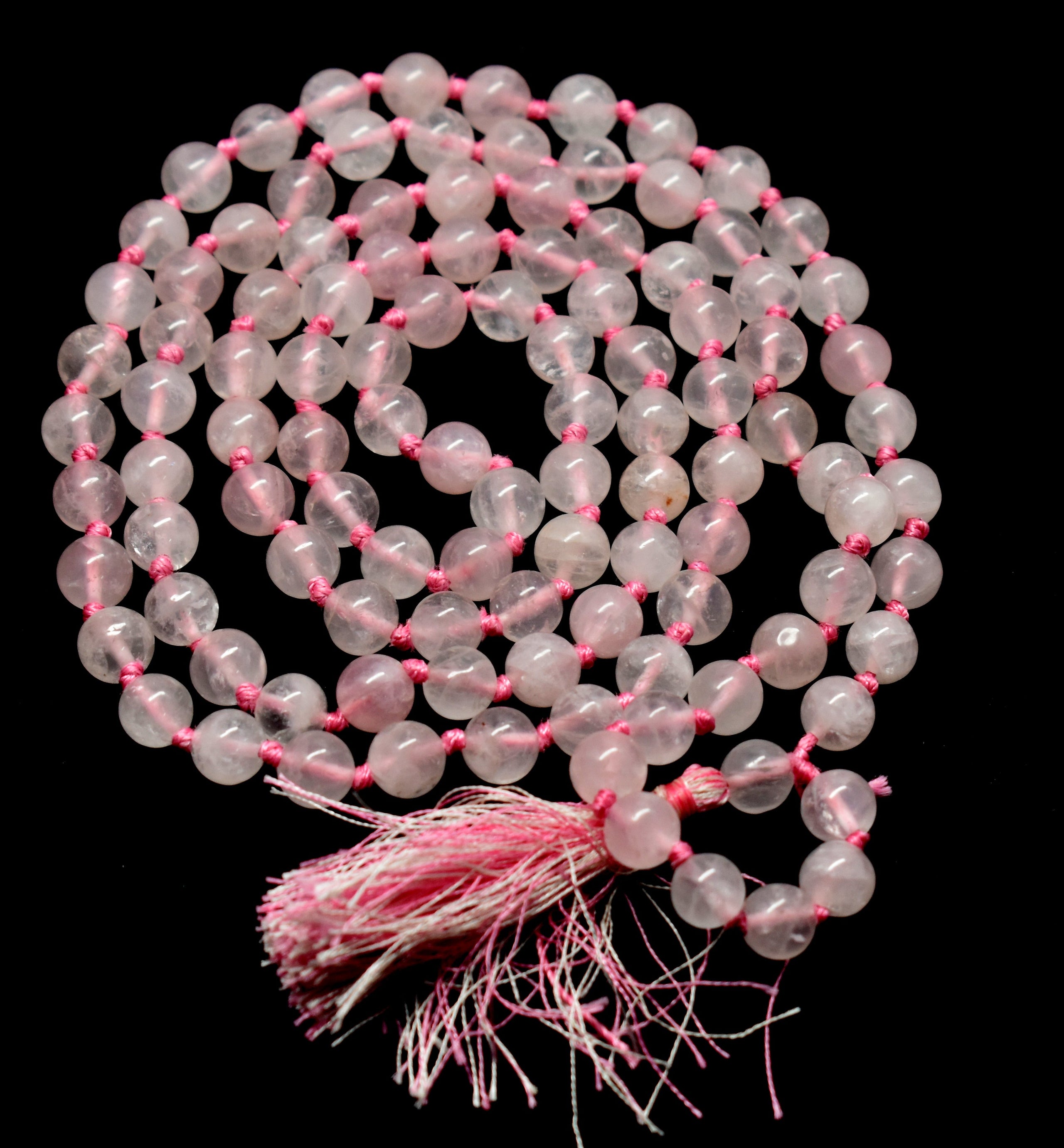 Rose Quartz Bead Knotted 8mm Mala