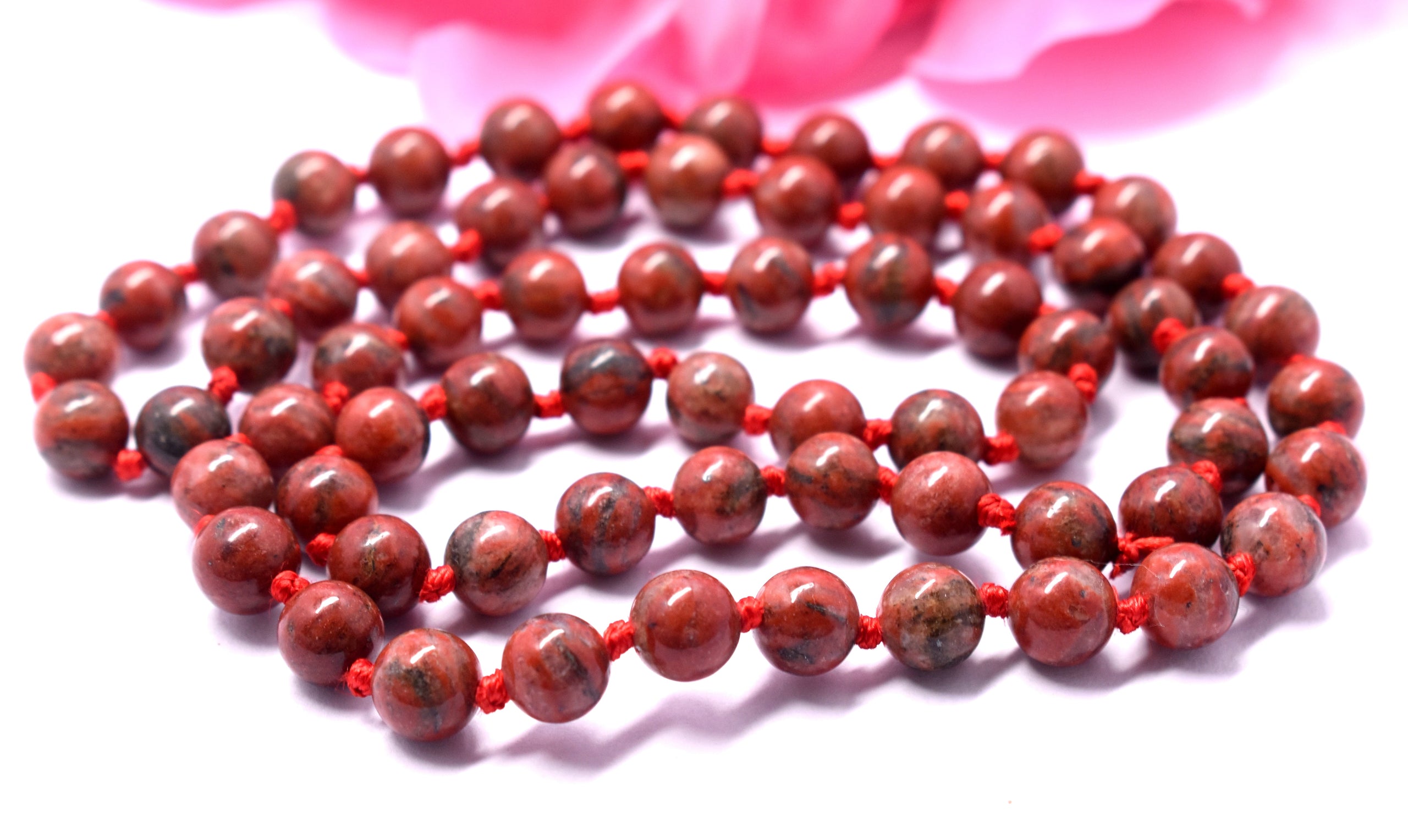 Red Jasper 8mm Knotted Mala