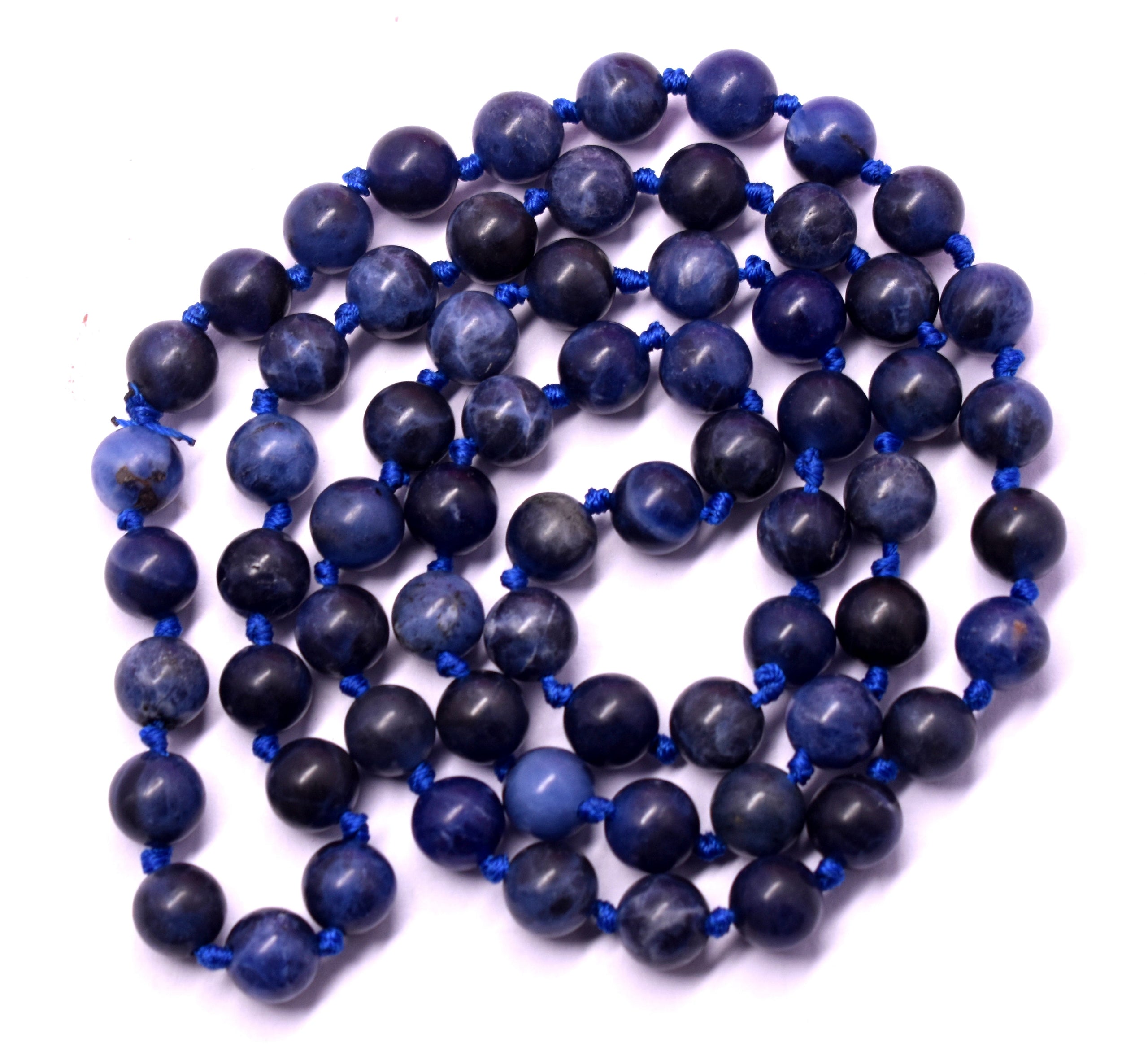 Sodalite Bead Knotted Mala for Inner Clarity and Calmness