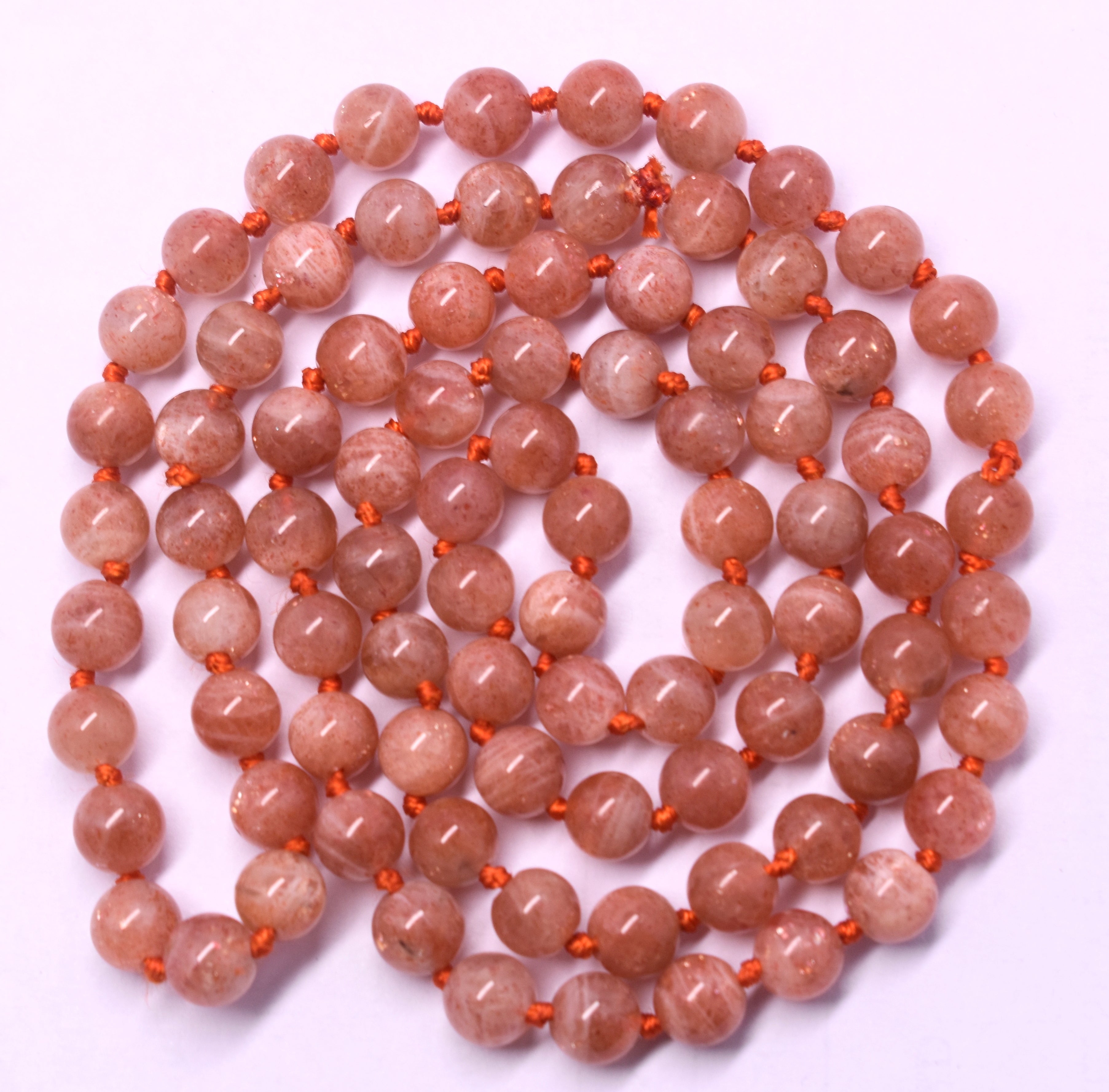 Sunstone Bead Knotted Mala - Energize & Uplift Your Spirit – Supports Joy, Vitality, and Positive Energy #Sunstone #Energize #Uplift #CrystalHealing #Mala