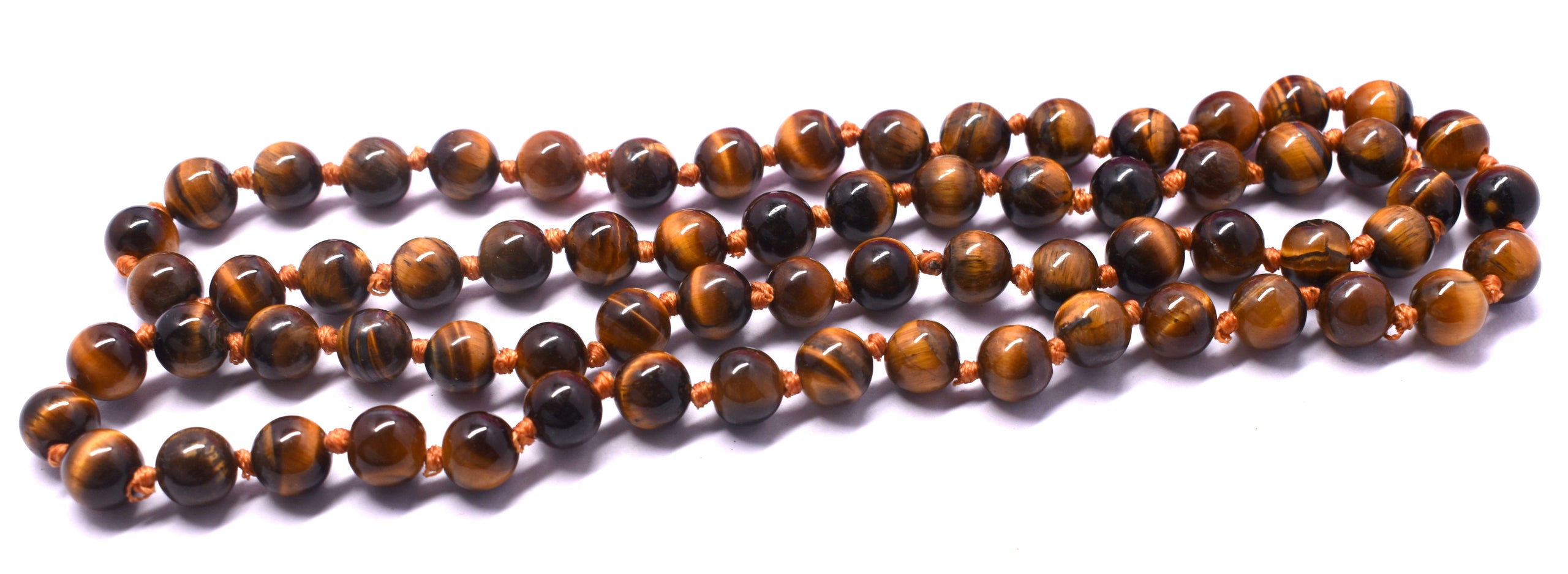 Tiger Eye Bead Knotted Mala for Strength and Protection