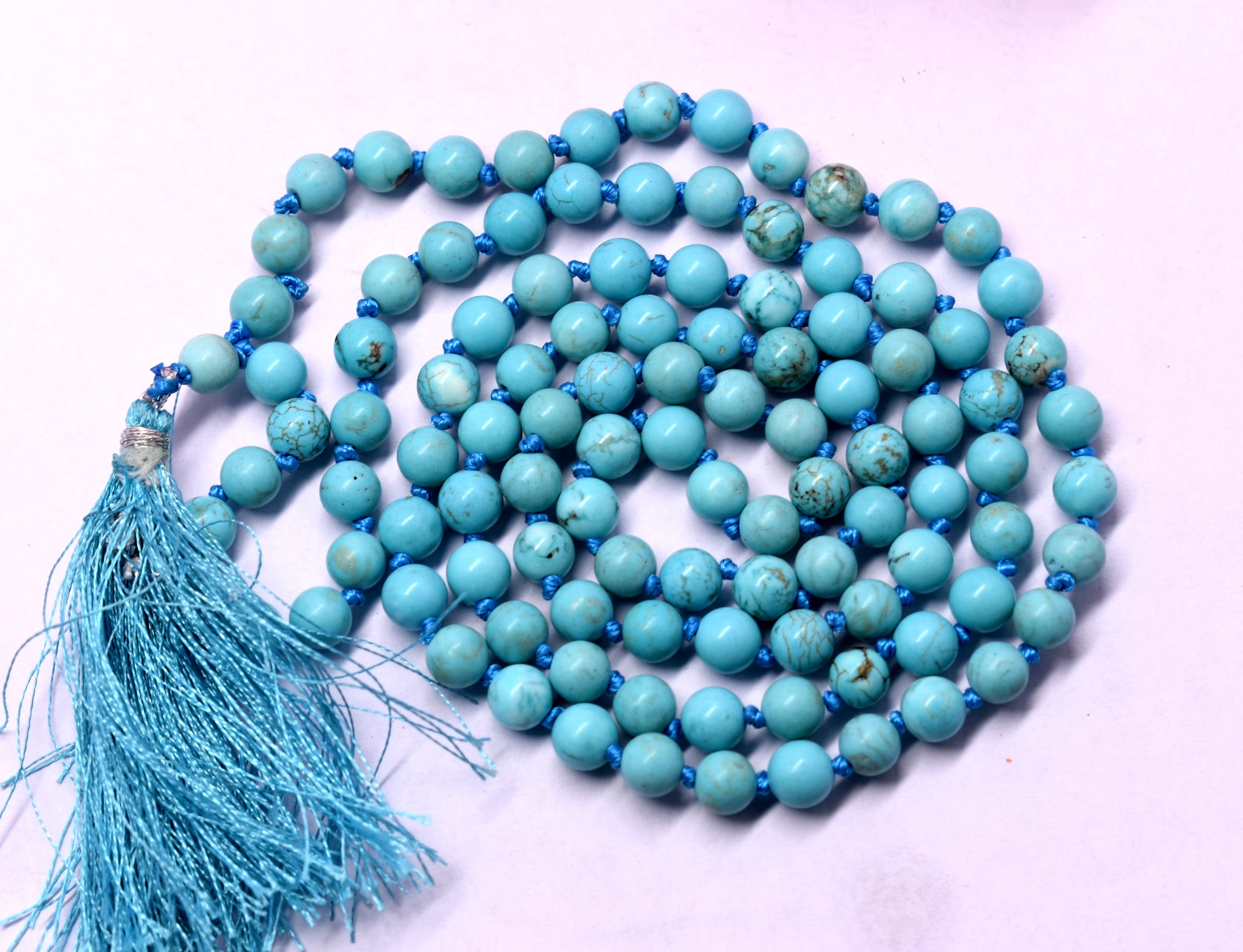 Turquoise (Firoza) Knotted Bead Mala – Enhances Communication, Protection, and Spiritual Growth #Turquoise #Firoza #Communication #Protection #CrystalHealing #Mala