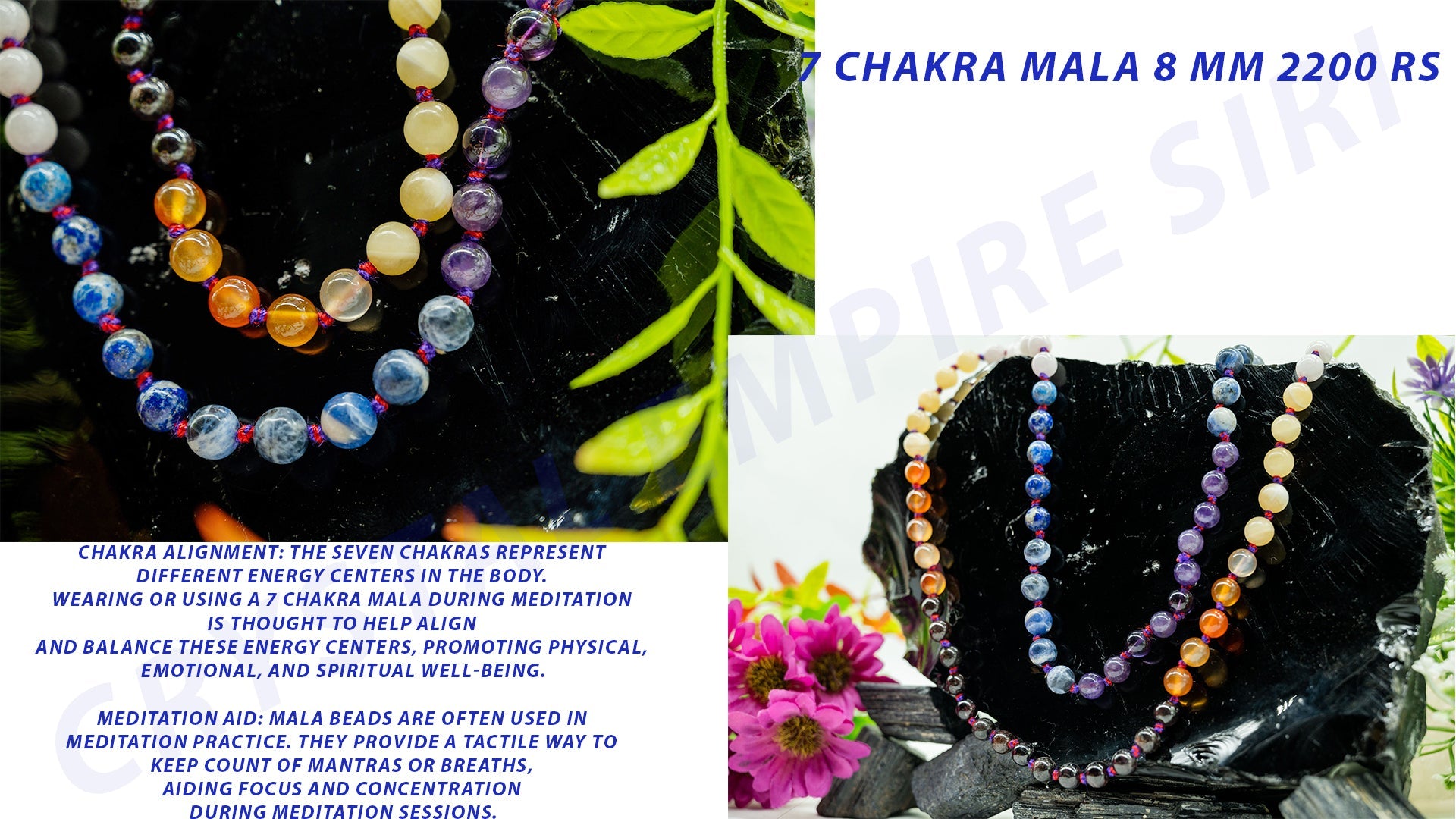 7 Chakra 8mm knotted Mala