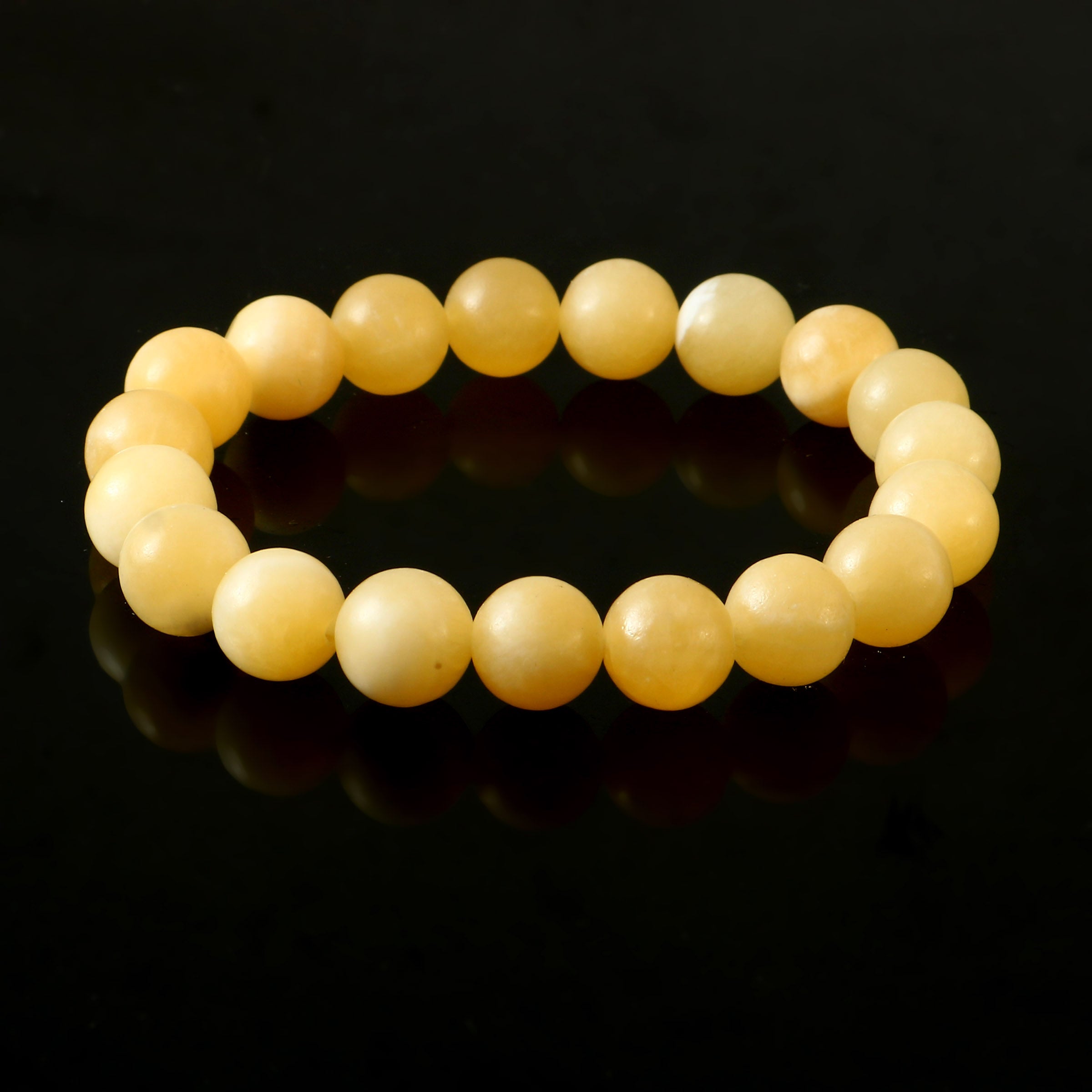Yellow Calcite Bracelet Gemstone Beads - Natural Crystals Stretchy Bracelets - Beads Bracelets - Chakra Healing