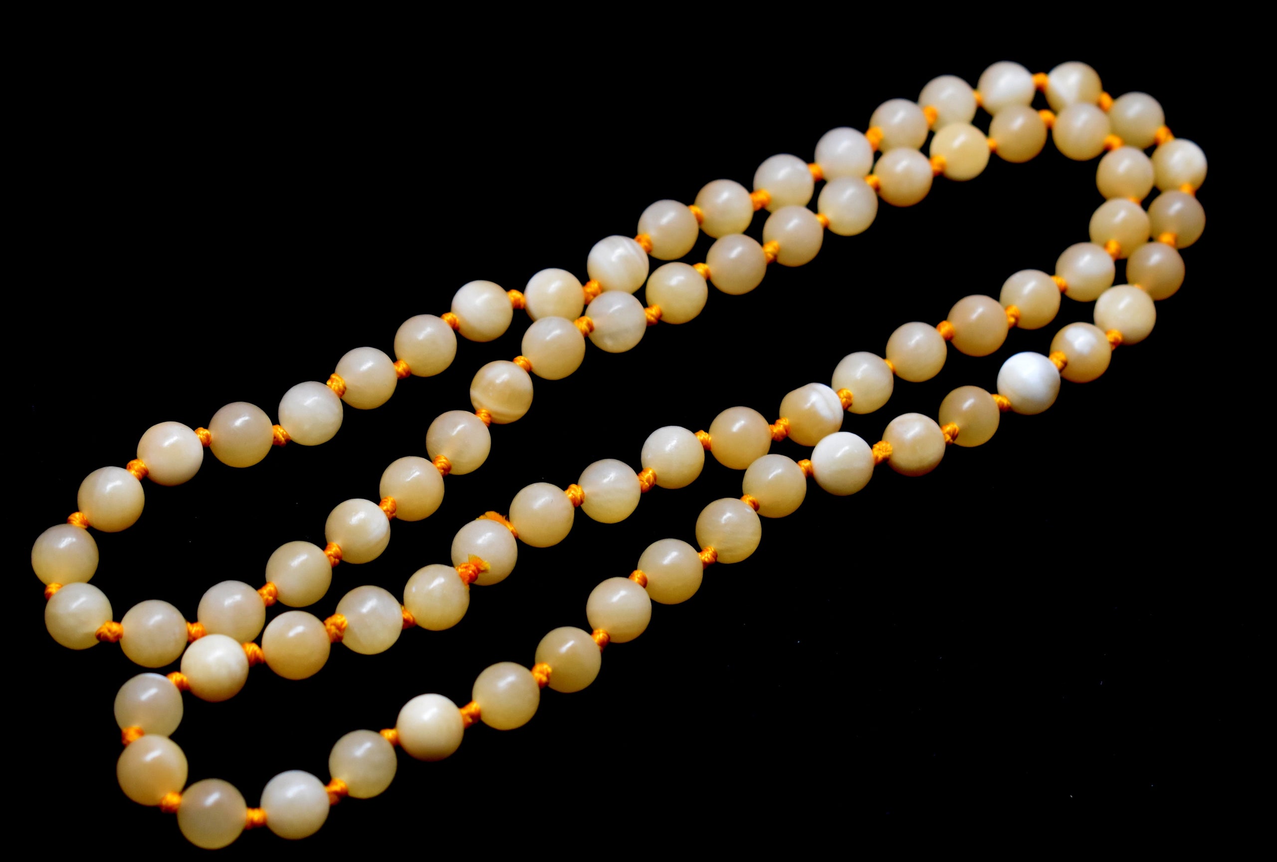 Yellow Calcite Bead Knotted Mala-