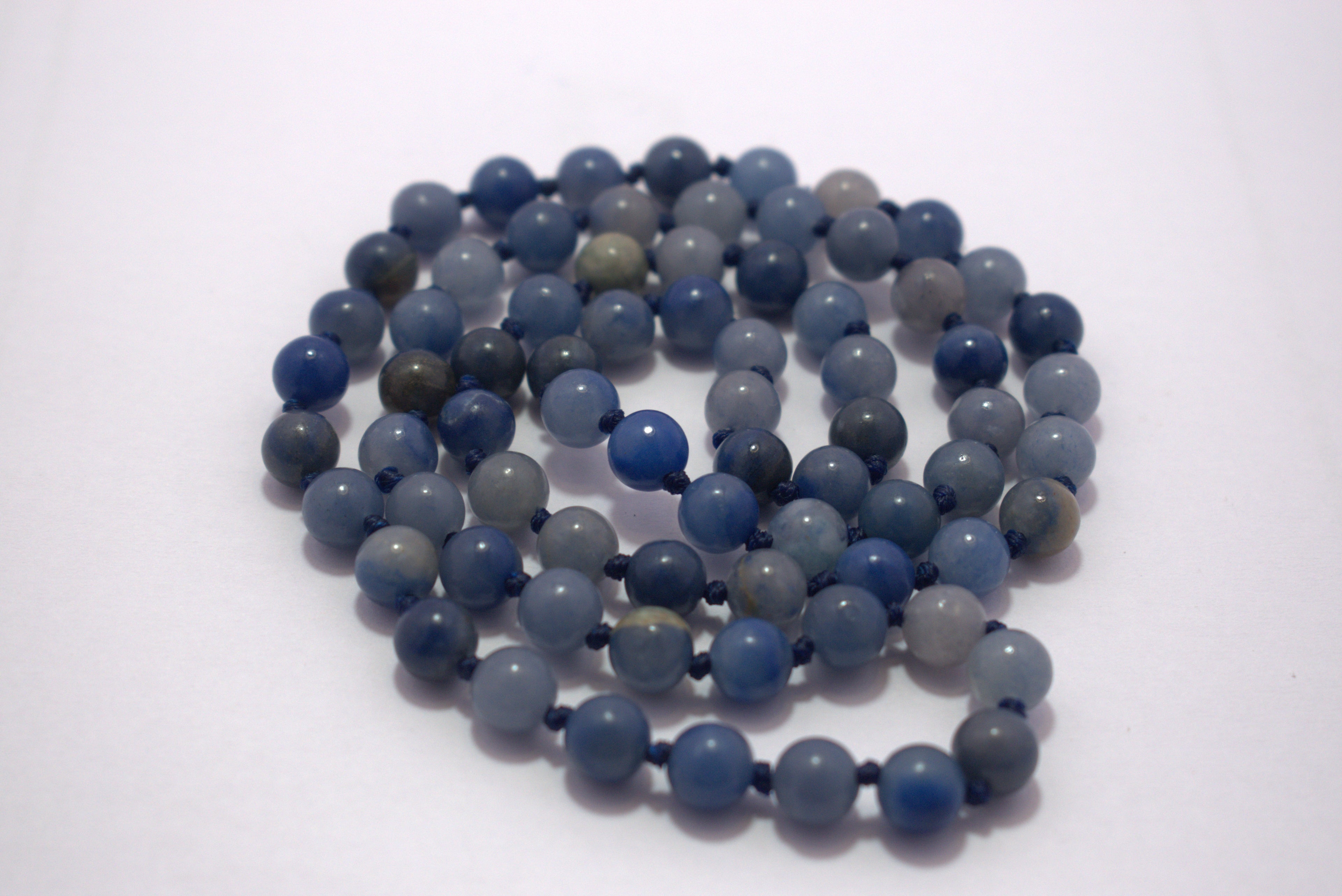 Blue Aventurine 8mm knotted Mala