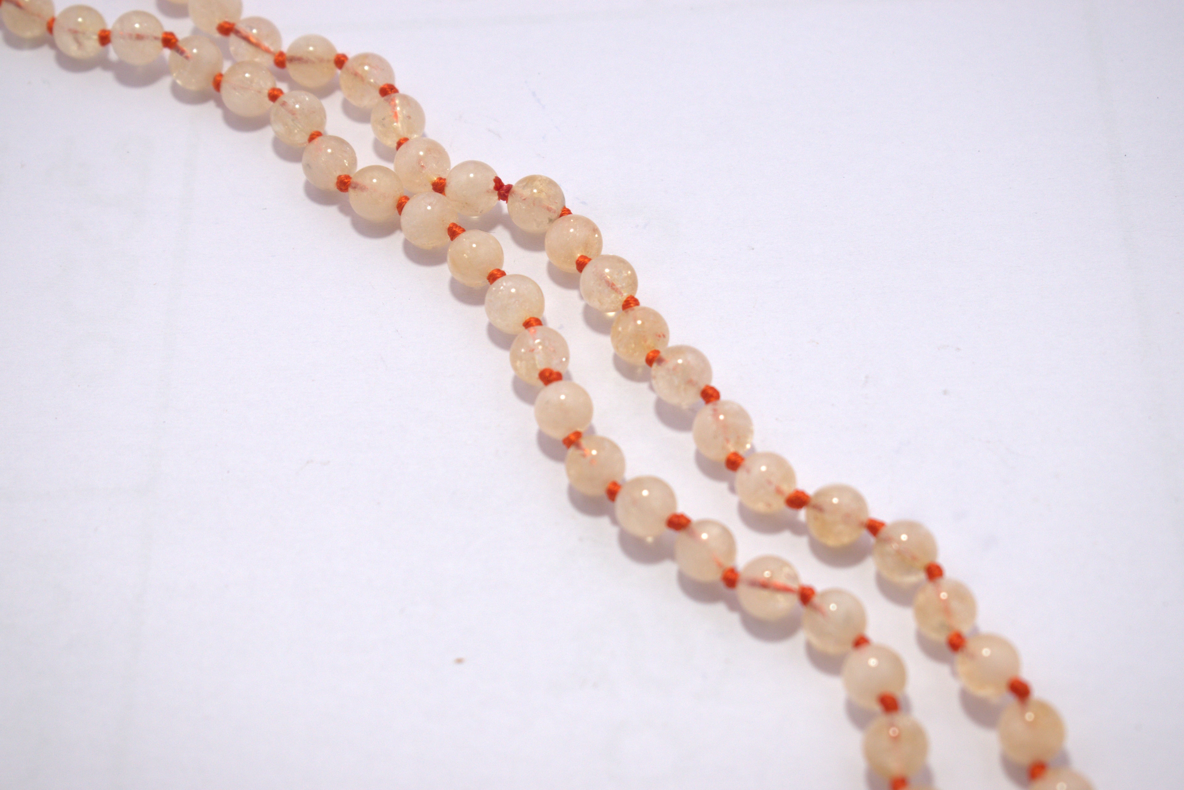 Natural Citrine Bead Knotted Mala