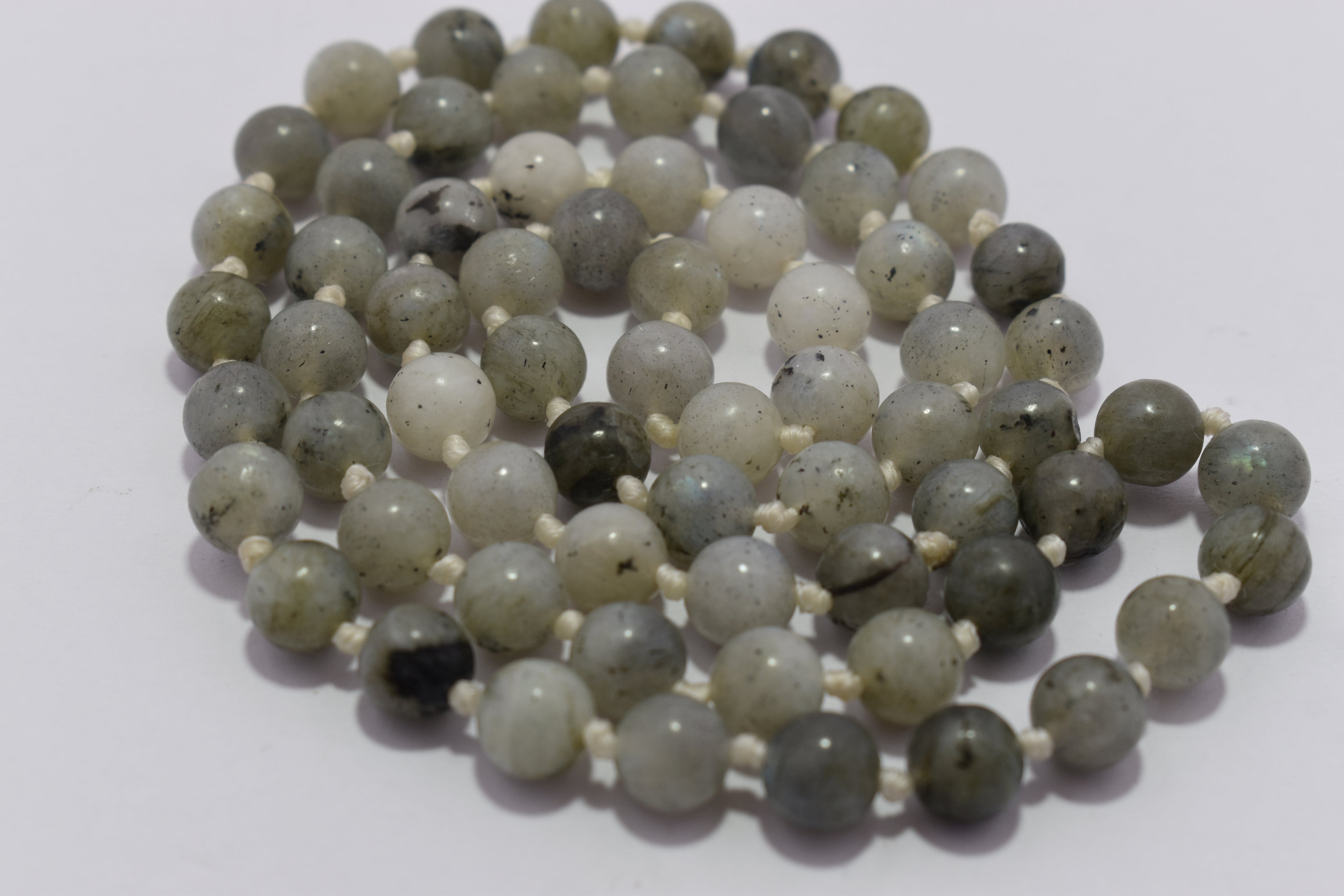 Labradorite Bead Knotted Mala