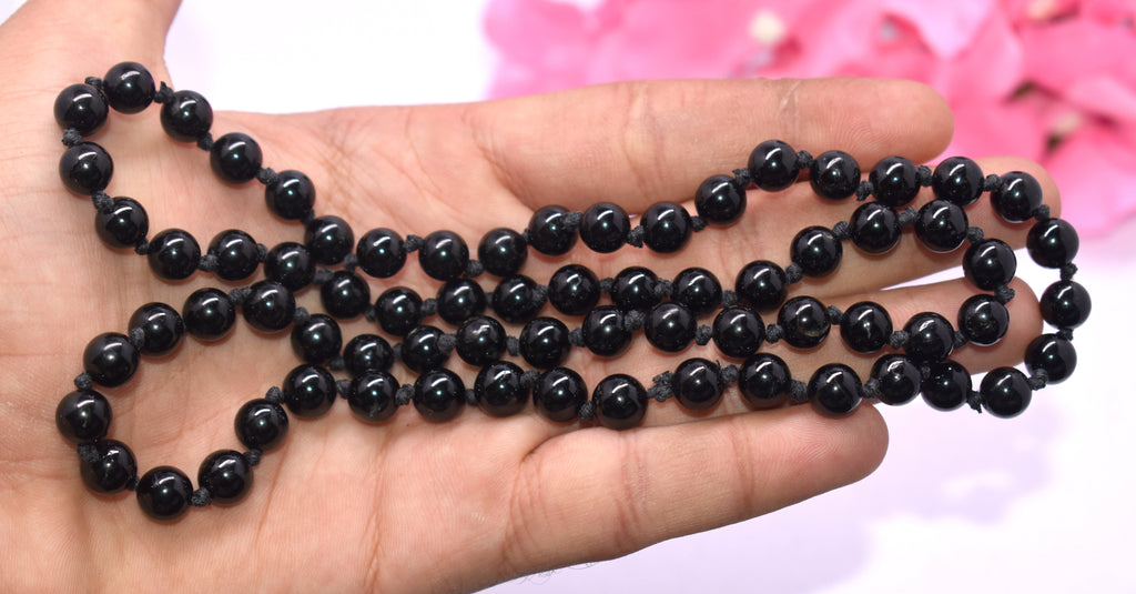 Black Tourmaline Bead Knotted Mala for Protection and Grounding – Supports Shielding from Negative Energy and Stability #BlackTourmaline #Protection #Grounding #CrystalHealing #Mala