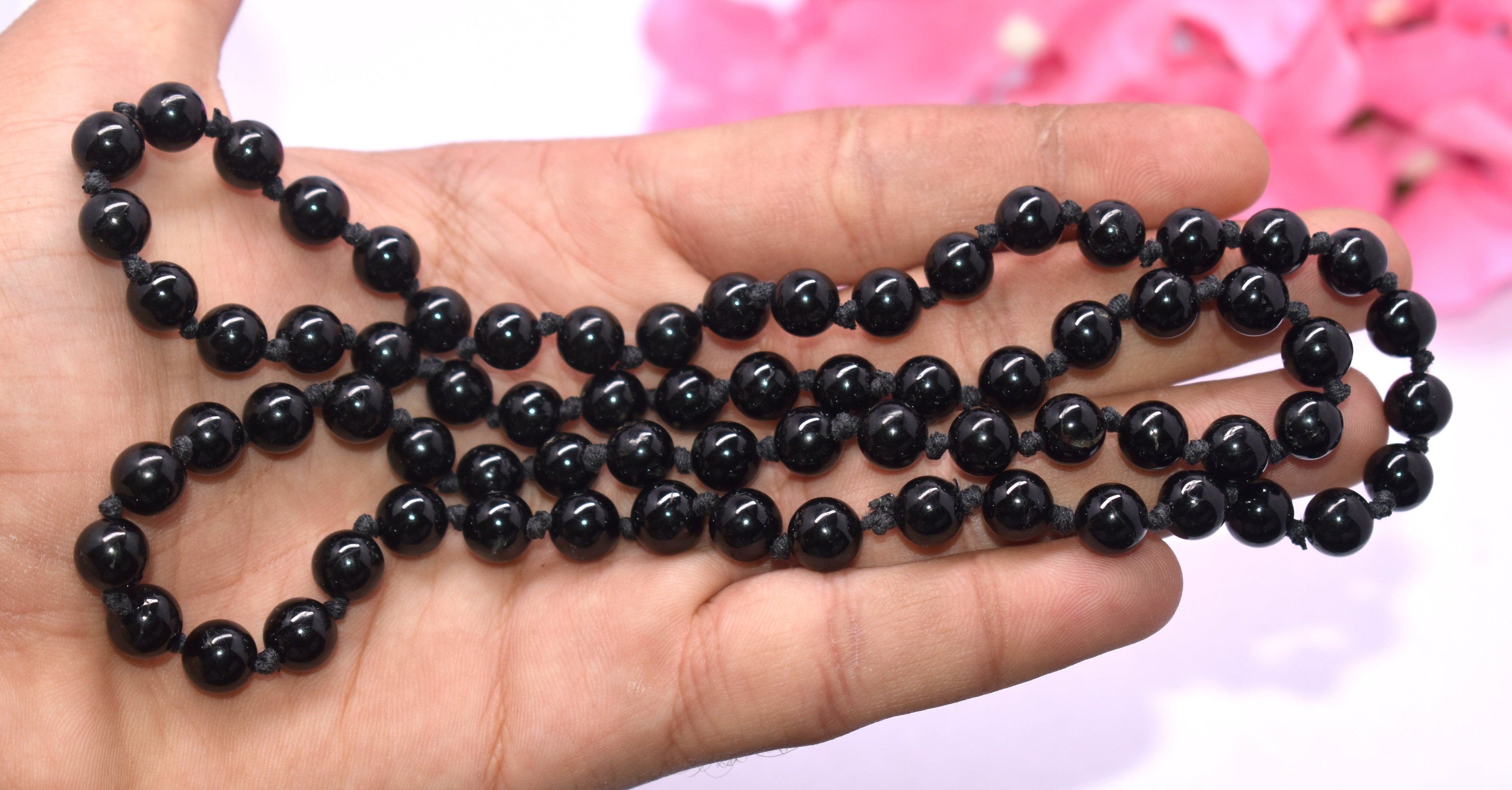 Black Tourmaline Bead Knotted Mala for Protection and Grounding – Supports Shielding from Negative Energy and Stability #BlackTourmaline #Protection #Grounding #CrystalHealing #Mala