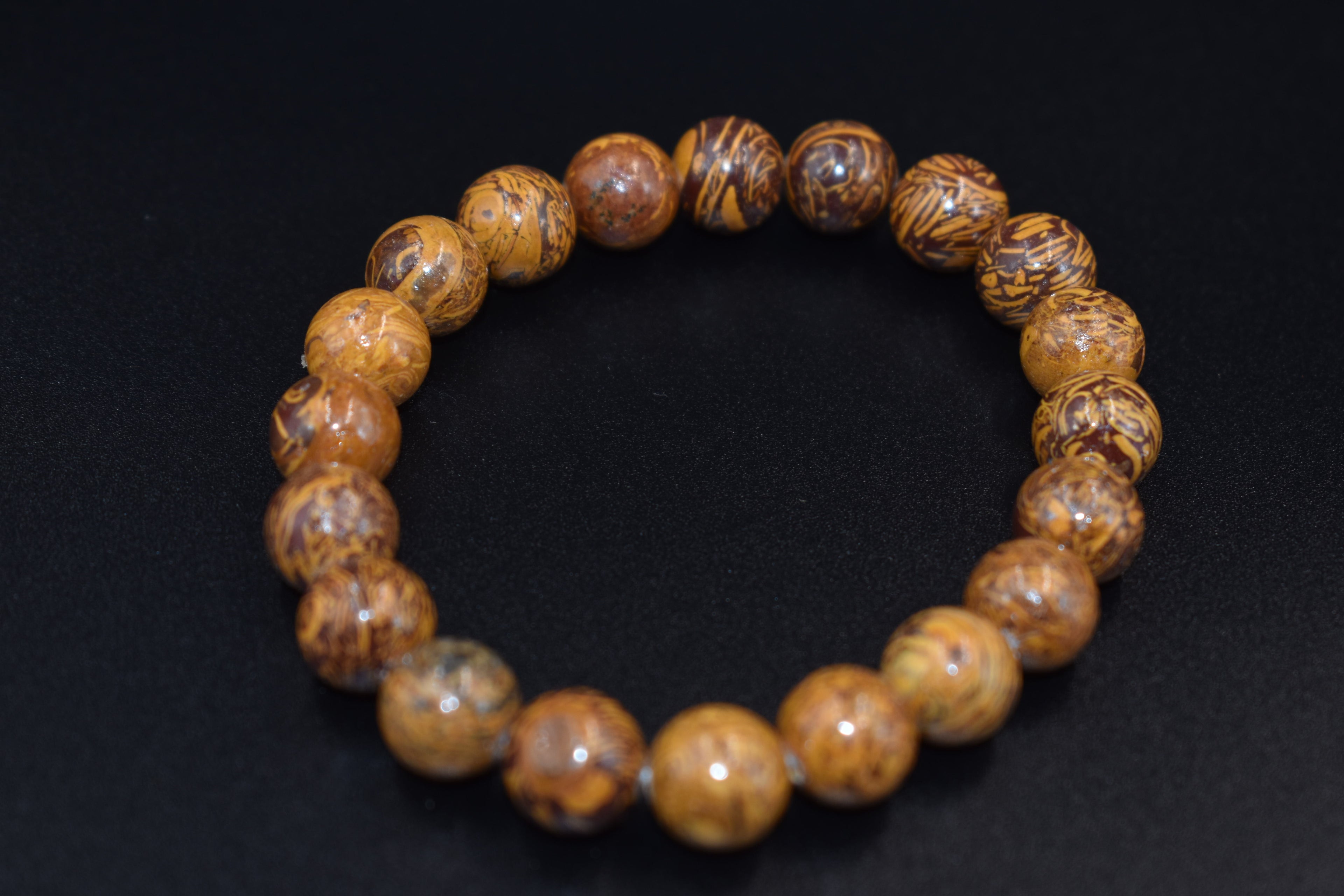 Mariam Fossil Script Stone Bracelet, Cobra Jasper Bracelet for Energy & Style