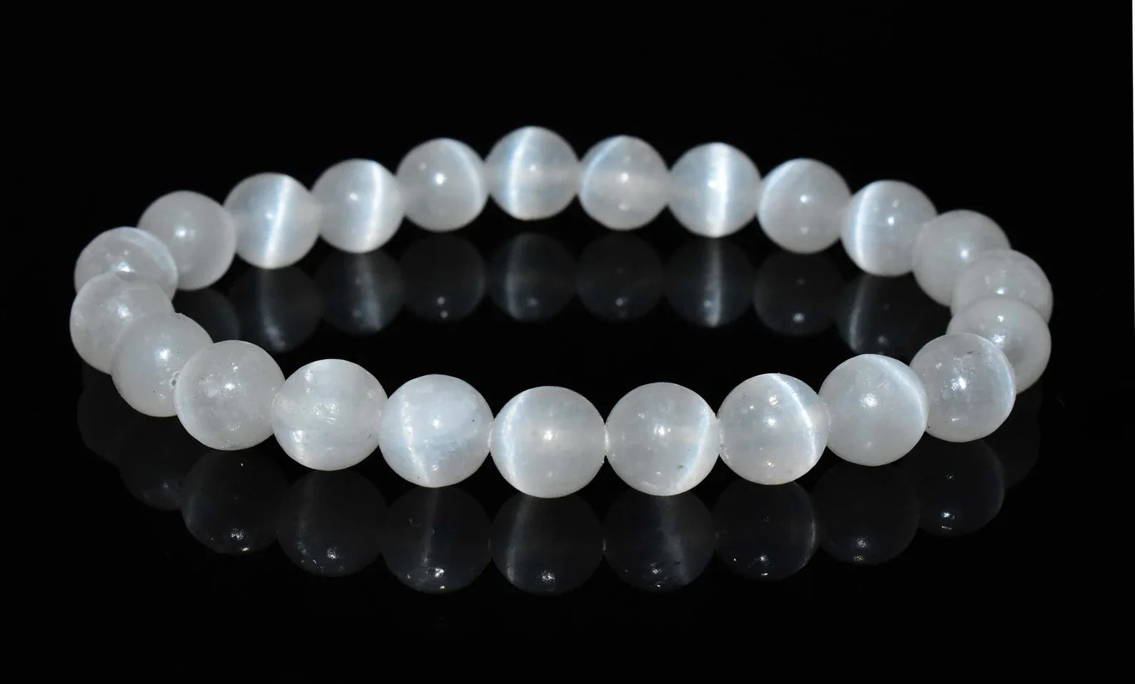Selenite Bead Bracelet - Cleansing, Protection, Spiritual Healing, Crystal Energy Bracelet