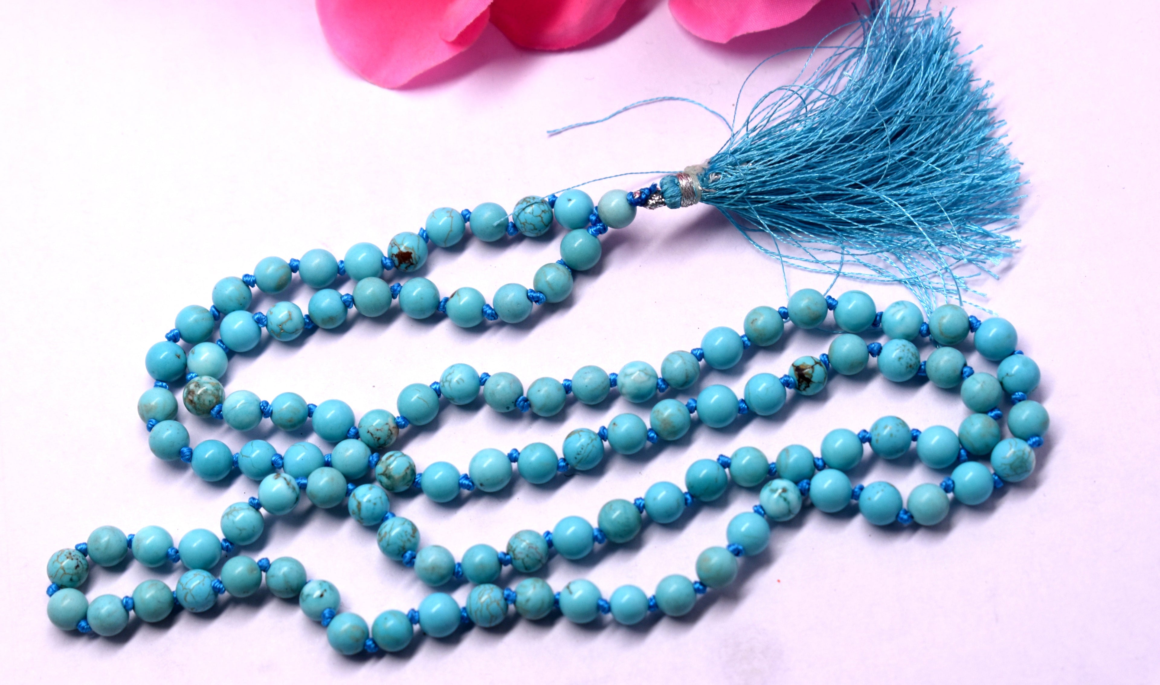 Turquoise (Firoza) Knotted Bead Mala – Enhances Communication, Protection, and Spiritual Growth #Turquoise #Firoza #Communication #Protection #CrystalHealing #Mala
