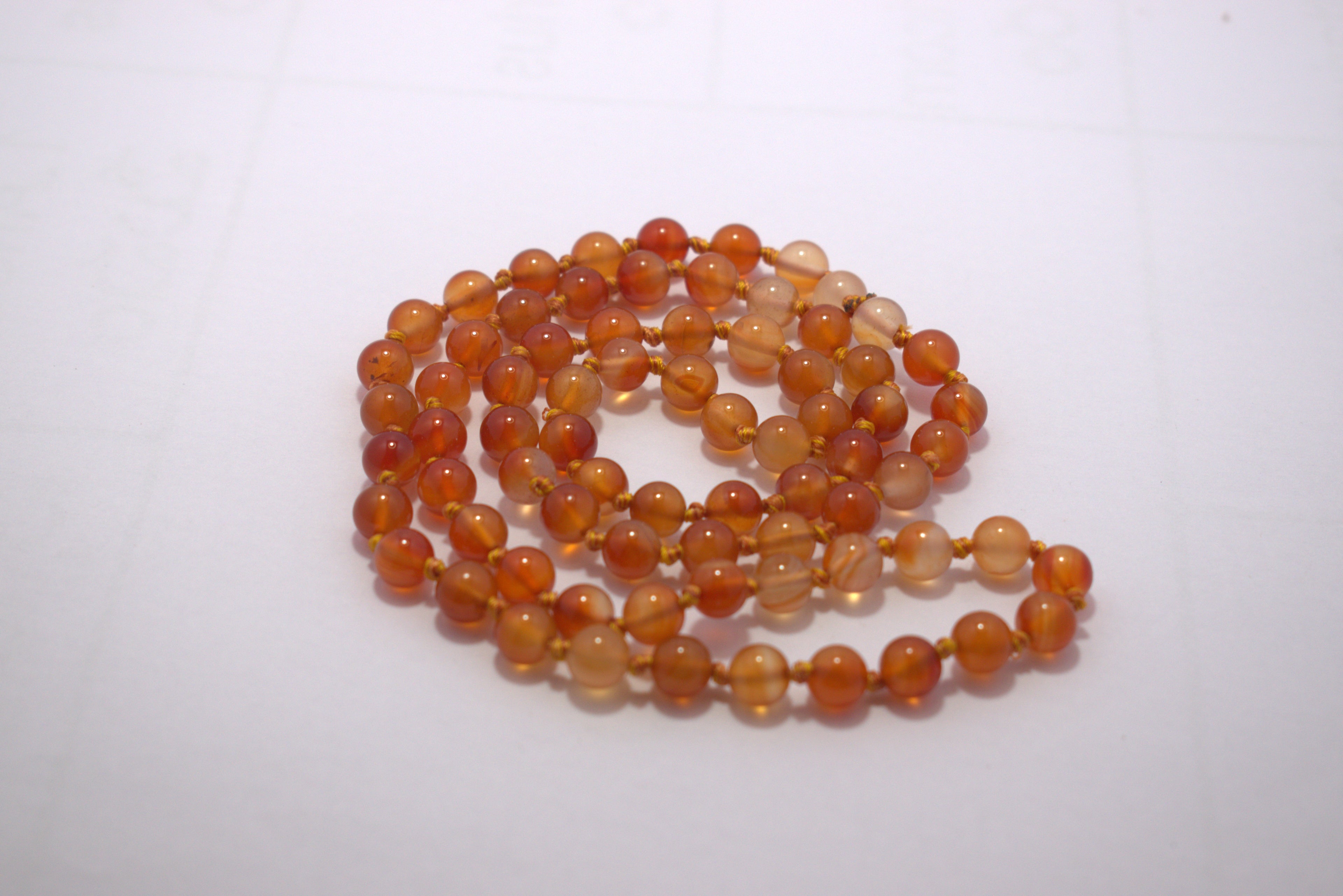 Carnerian 8mm knotted Mala