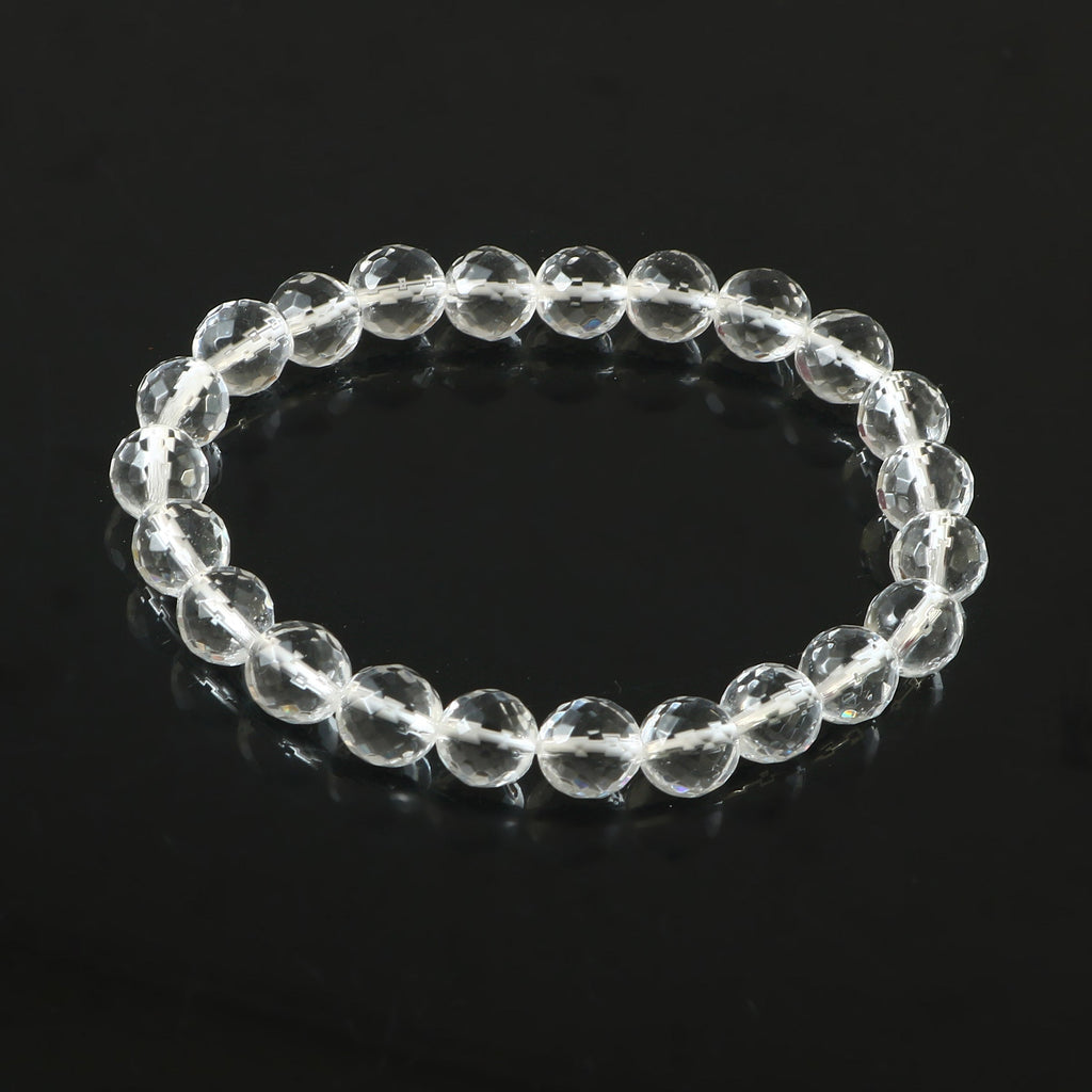Clear Quartz Faceted 10MM  Bracelet,