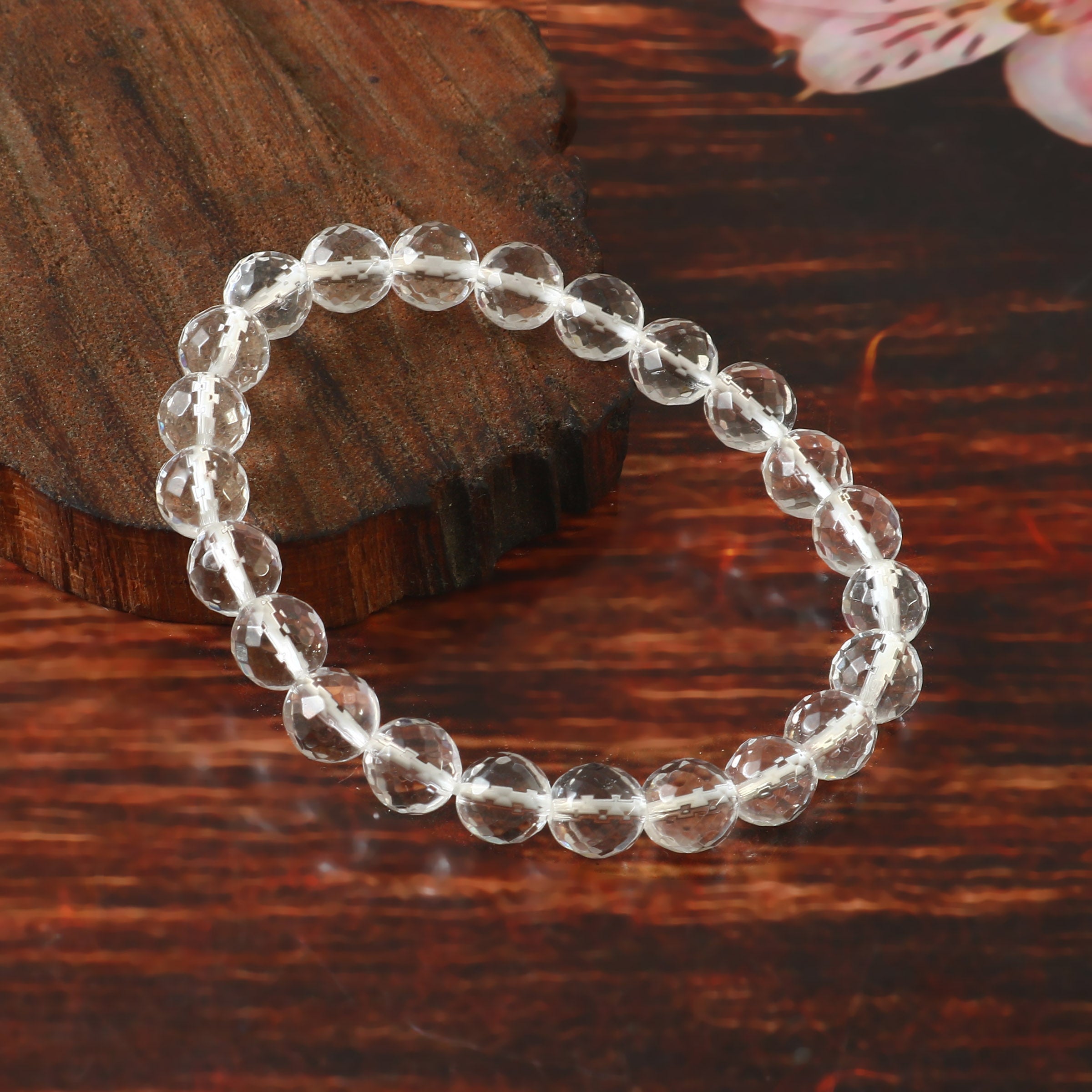 Clear Quartz Faceted 10MM  Bracelet,